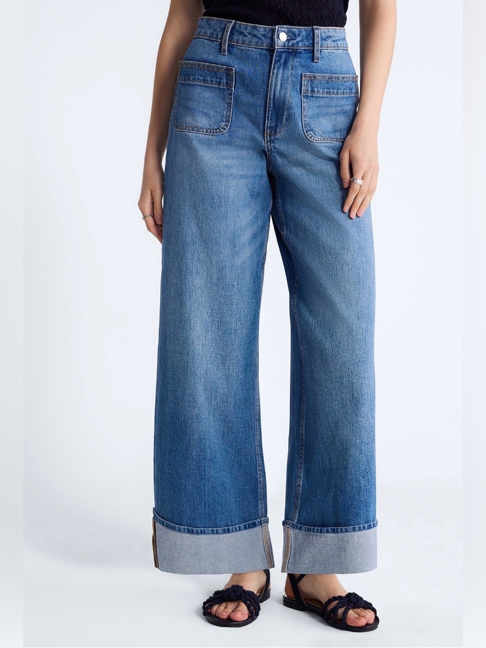 Free Assembly Women’s High Rise Patch Pocket Cuffed Jeans 26” Inseam